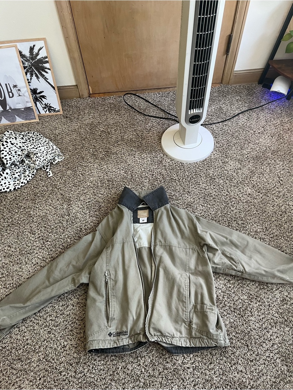 Columbia Men's Olive/Tan Field Jacket with Dark Contrast Collar